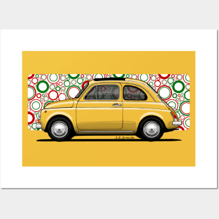 The cutest small car ever with italian pop background Posters and Art